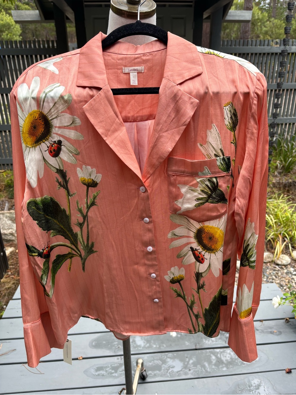 LyreBird Anthropologie Neela Floral 🐞 Ladybug 
Coral Sleepwear Top